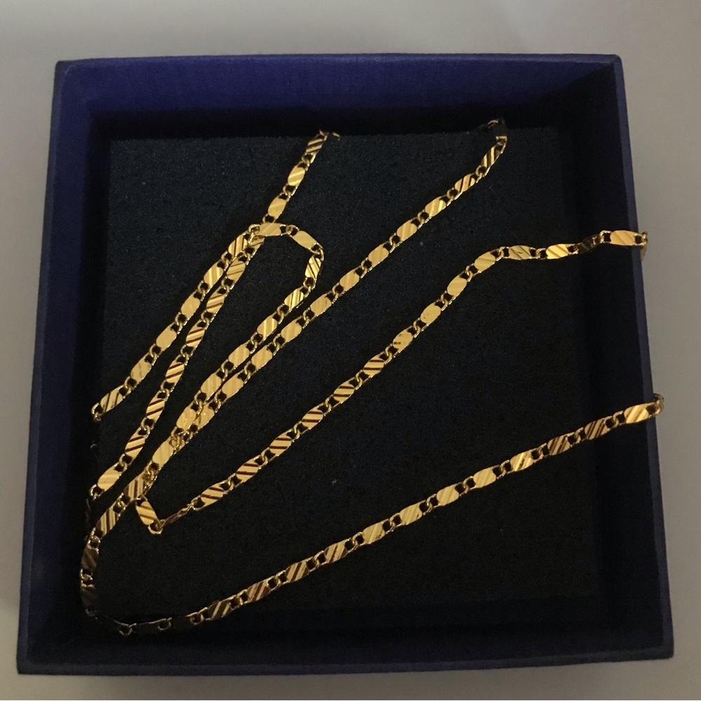 18k Gold Tone Textured Figaro Chain Necklace